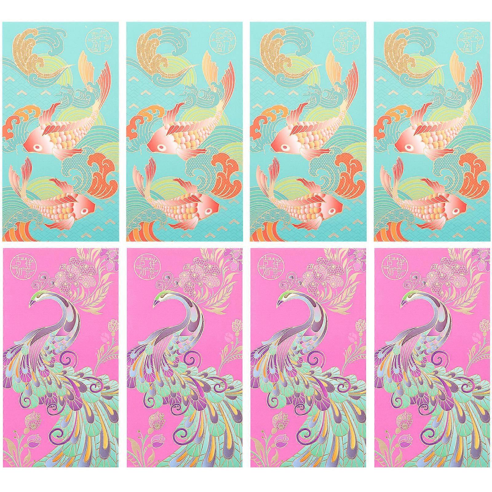 Red Money Packet Chinese New Year Envelopes for Storing 8Pcs Festive Hong Bao