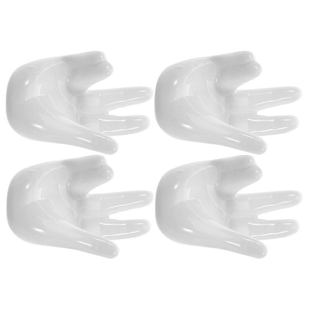 4Pcs Ceramic Hand Shaped Egg Holder for Boiled Eggs White Porcelain Display