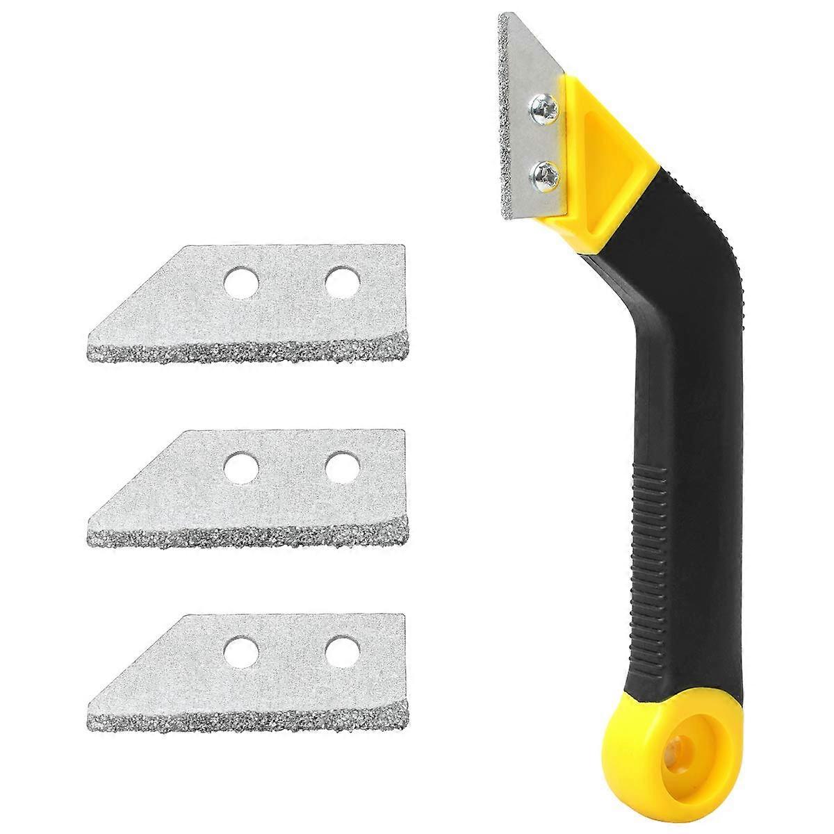 Grout Removal Tool with Angled Precision Head and Ergonomic Grip, Tile Grout Saw with 3 Blades