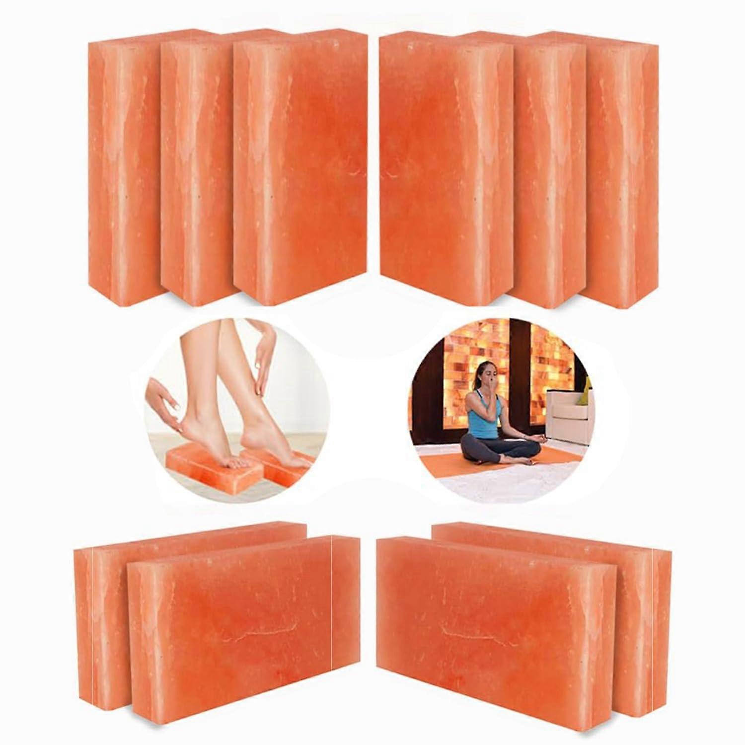 Himalayan Salt Tiles 8x4x0.75in Pack of 10 for Sauna Spa and Home Wall Cladding with Warm Glow