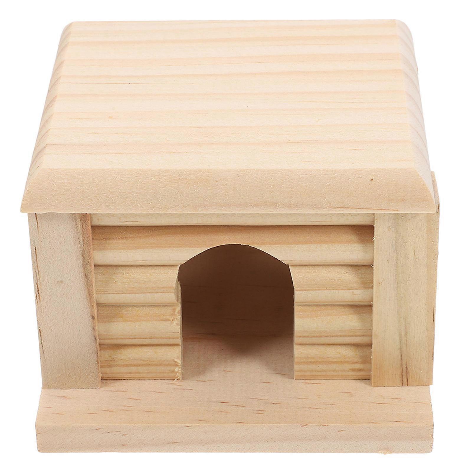 Wooden Hamster House for Play and Rest with Detachable Small Hideout