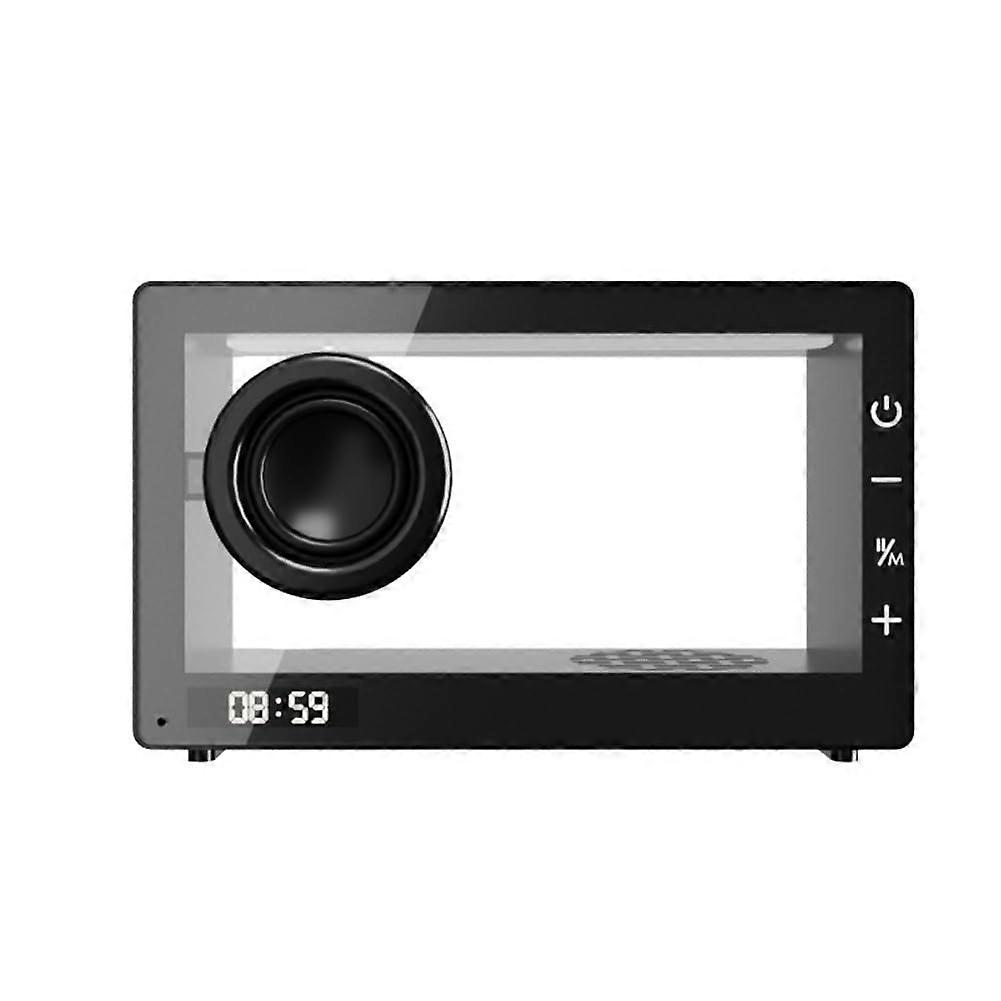 Portable Retro Bluetooth Speaker Clock Black With RGB Light Transparent Soundbar HiFi TF Card MP3 Player