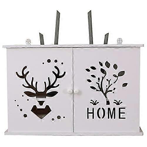 WiFi Router Wall Mount Storage Box with Cable Management, 2 Tier Dustproof Shelf for Home and Office