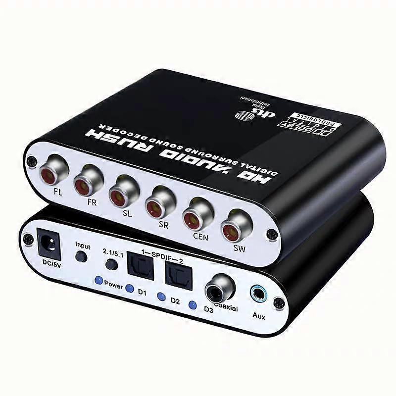 Audio Decoder 5.1CH Audio Converter Optical Coax to Analog for Home Theater