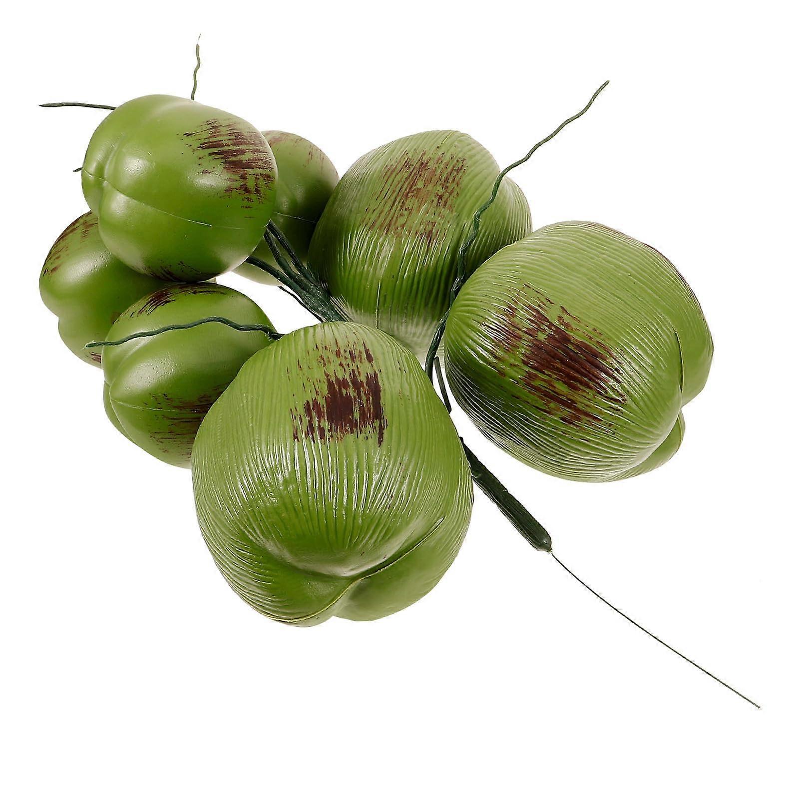 Faux Coconut Decor Set 7pcs with Realistic Tropical Look for Home and Beach Party Display