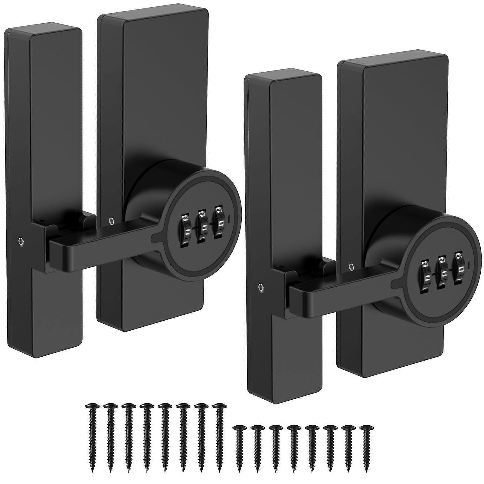 Combination Door Lock with Keyless 3Digit Access, Resettable Code, Zinc Alloy Sliding Barn Door Latch (2 Black)