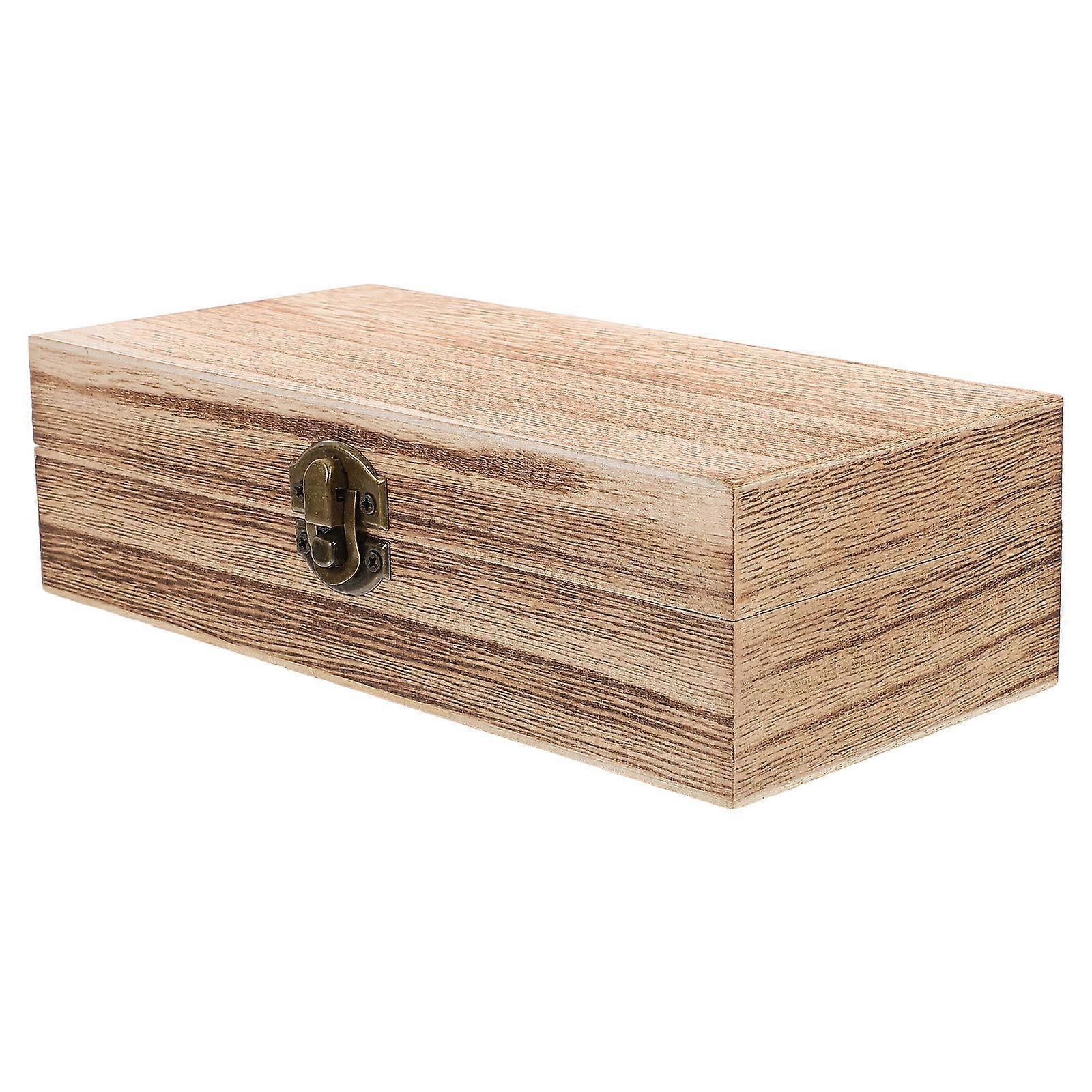 Rectangular Jewelry Storage Box for Organizing Rustic Wooden Case