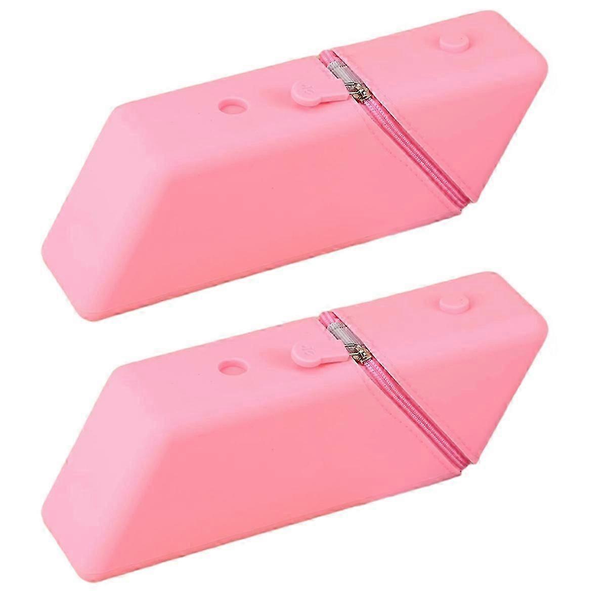 2pc Large Capacity Student Pencil Case Silicone Pencil Case Gradient Rectangular Stationery Organiz