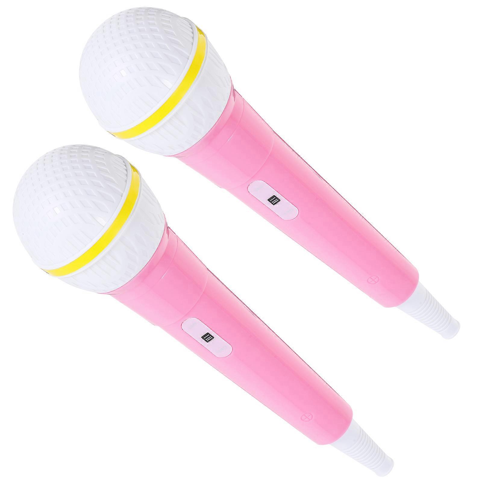 Simulation Microphone Premium Toy Pretend Play Stage Performance Overcome Shyness Pink 2Pcs