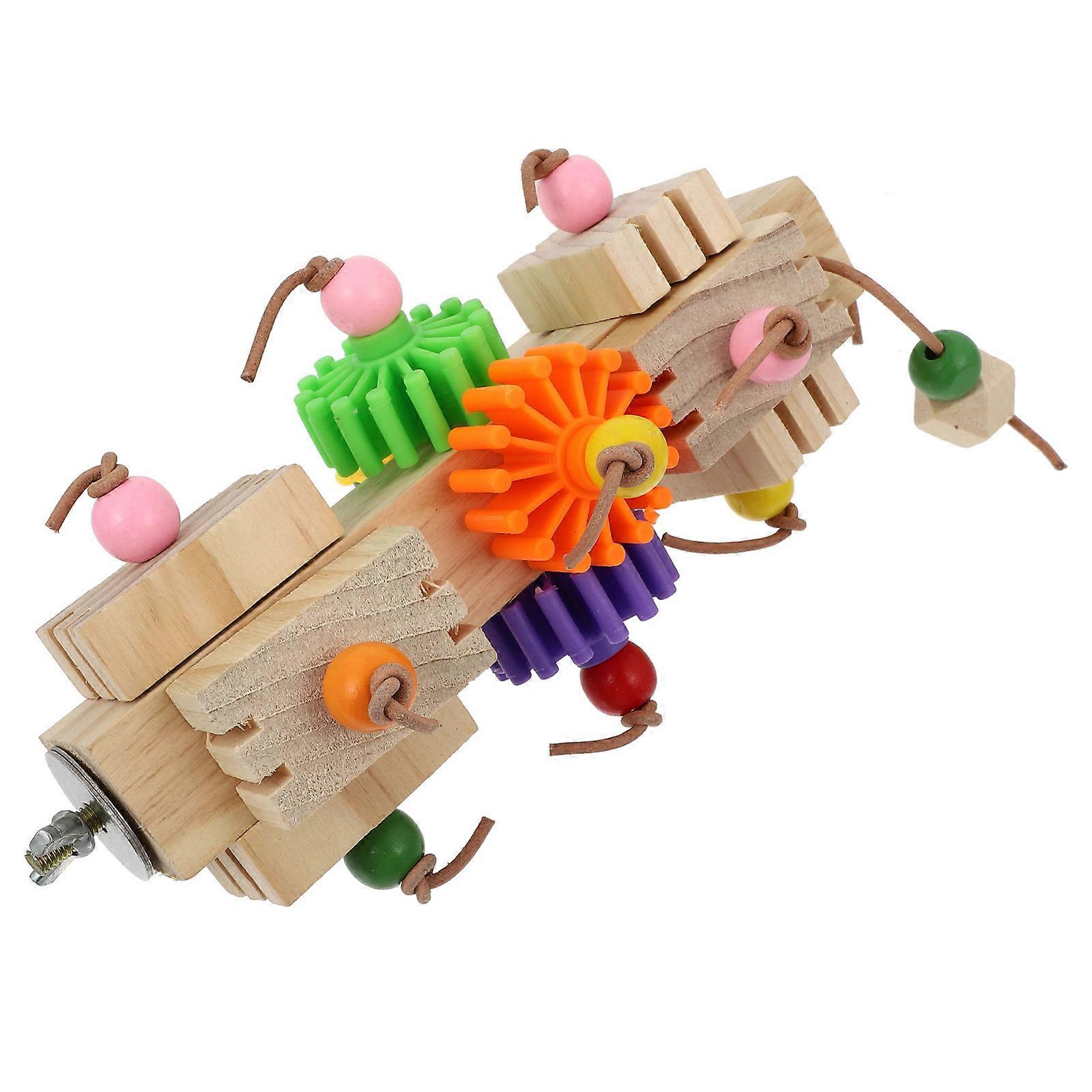 Bird Perch Parrot Grinding Toy Wooden Stand with Multi-Use Function