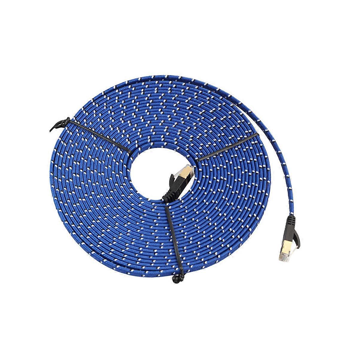 Cat7 Ethernet Cable Blue Nylon Braided 3Pcs for Connecting Network Switch