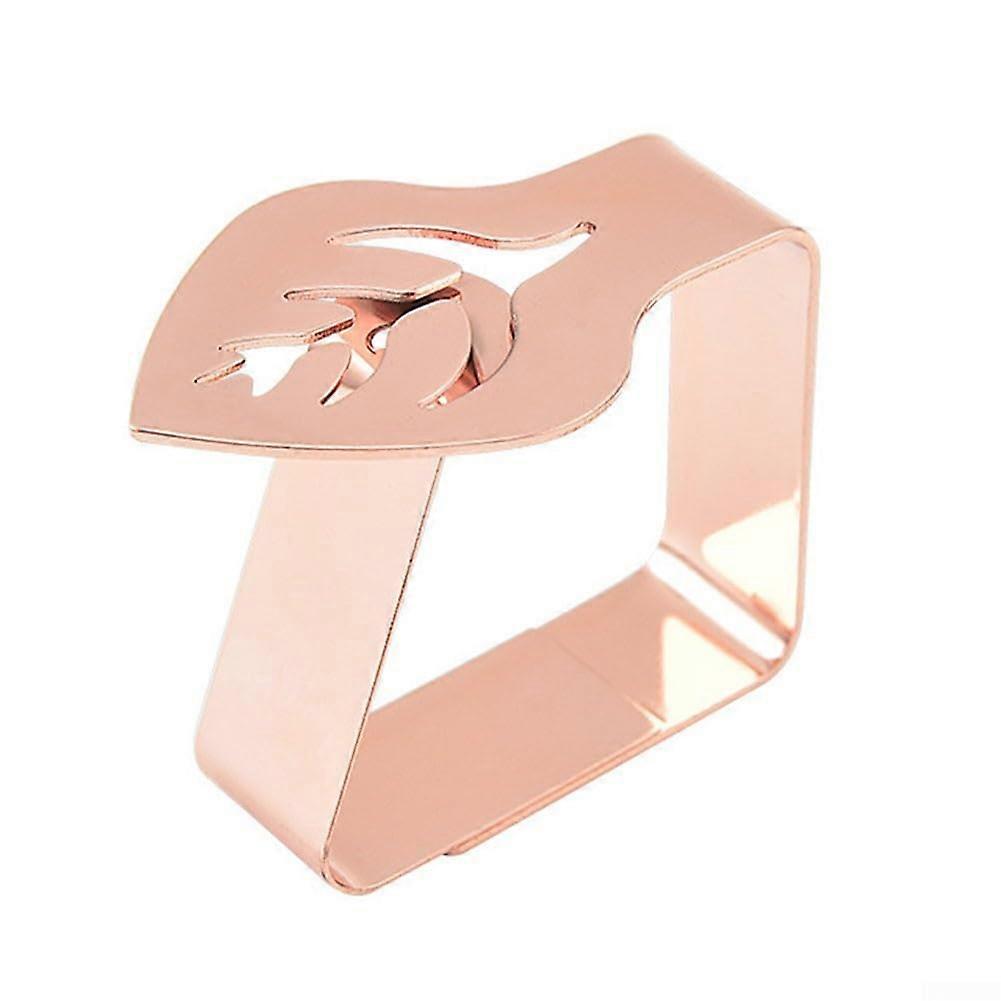 Rose Gold Stainless Steel Tablecloth Clips with Elegant Leaf Pattern for Secure SnapOn Dining
