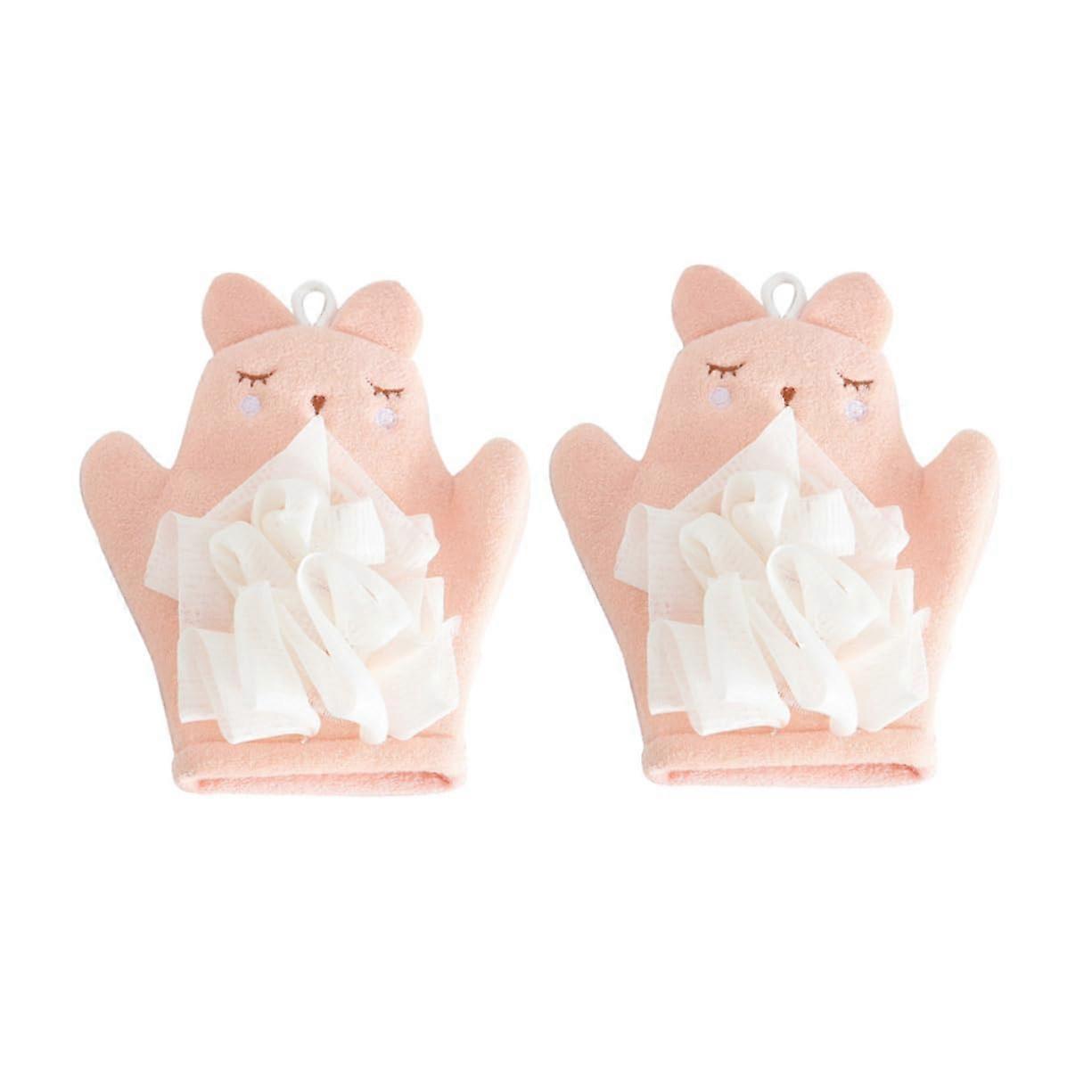 2pcs Exfoliating Bath Gloves DoubleSided for Deep Cleaning Gentle on Sensitive Skin Pink