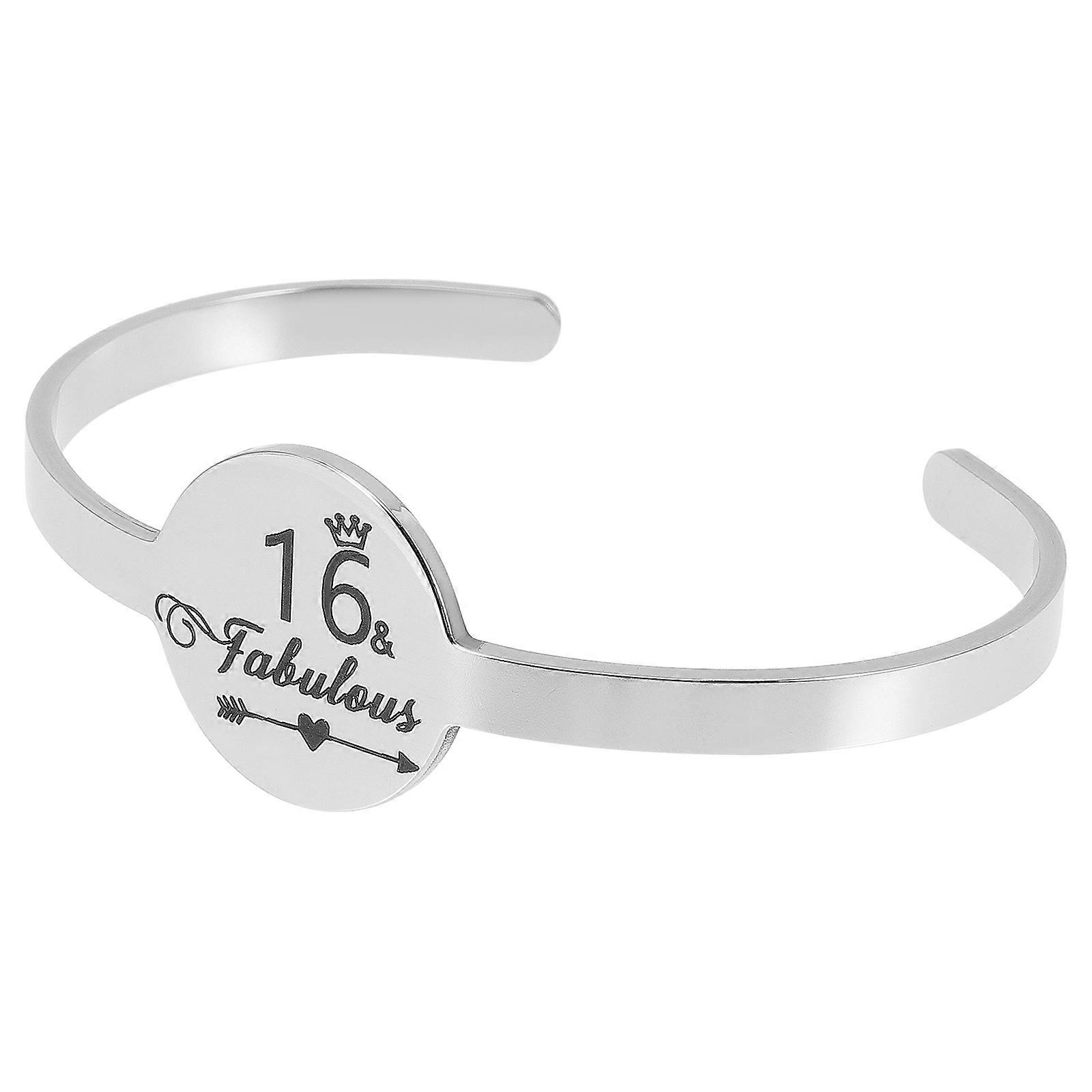Silver Cuff Bracelet Lettering Bangle for Decoration 3Pcs Collection