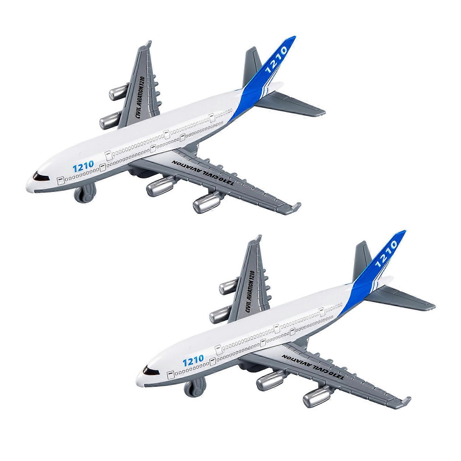 2 stk. simuleringsflymodel realistisk pull-back passagerfly legetøjsflyfigur