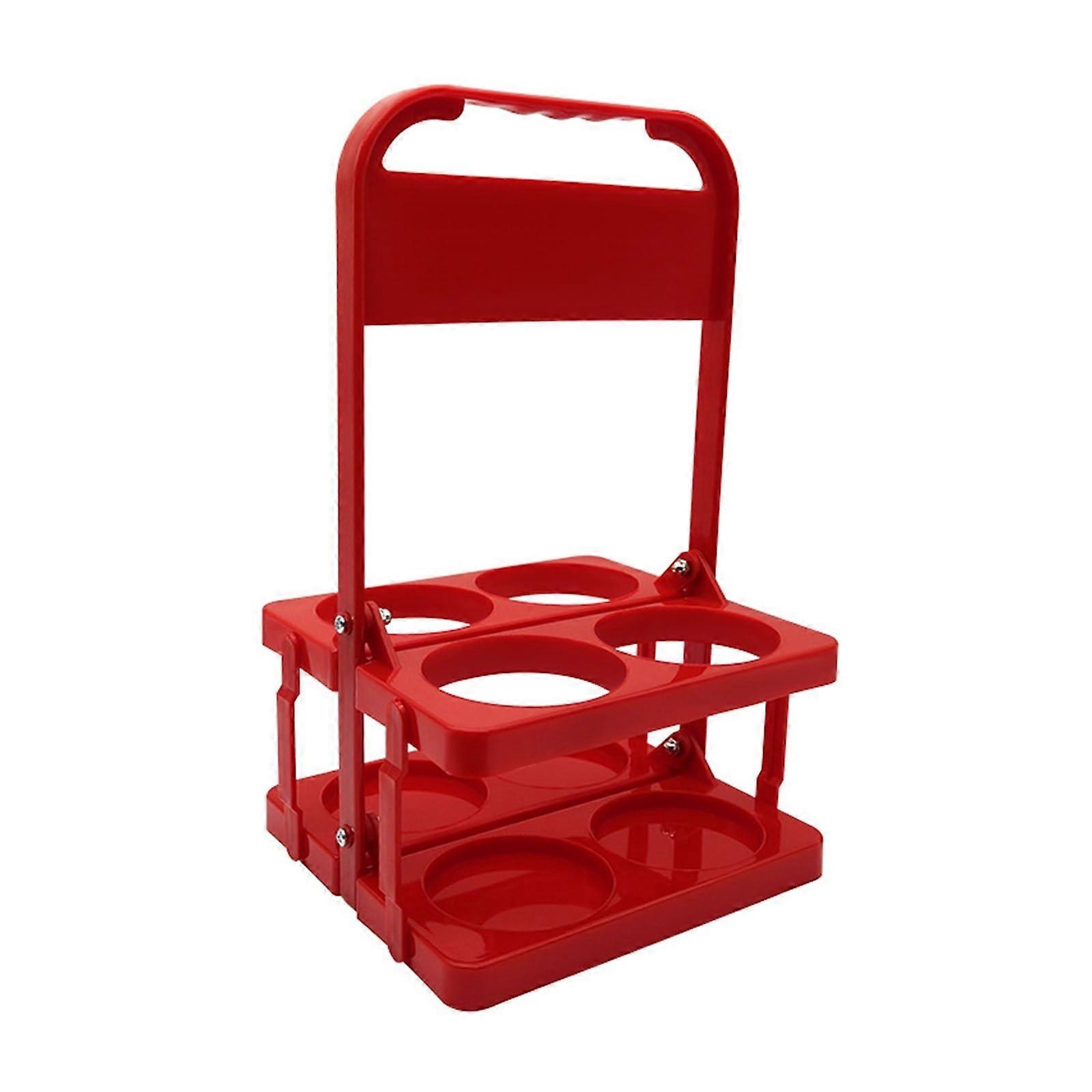 4 Hole Foldable Drink Carrier with Handle, Reusable Large Cup Holder for Big Cups Red