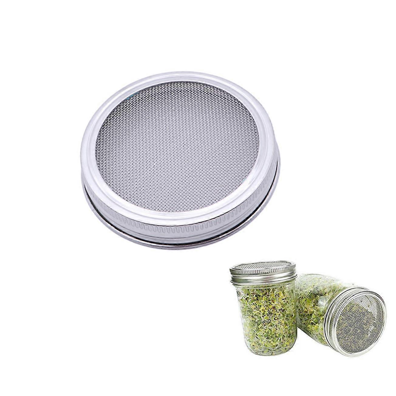 4pcs Mason Jar Sprouting Lids with Rustproof Stainless Steel Screens for Seed Germination and Fermentation