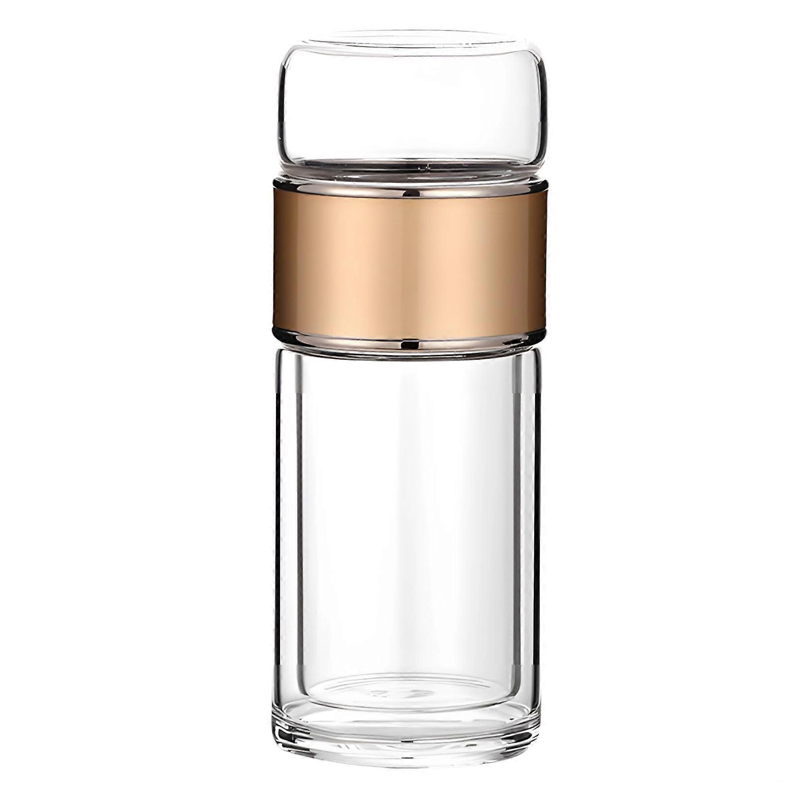 Glass Tea Infuser Bottle 16.9 Oz with Temperature Lock,  Transparency, RustResistant Infuser, Champagne Gold