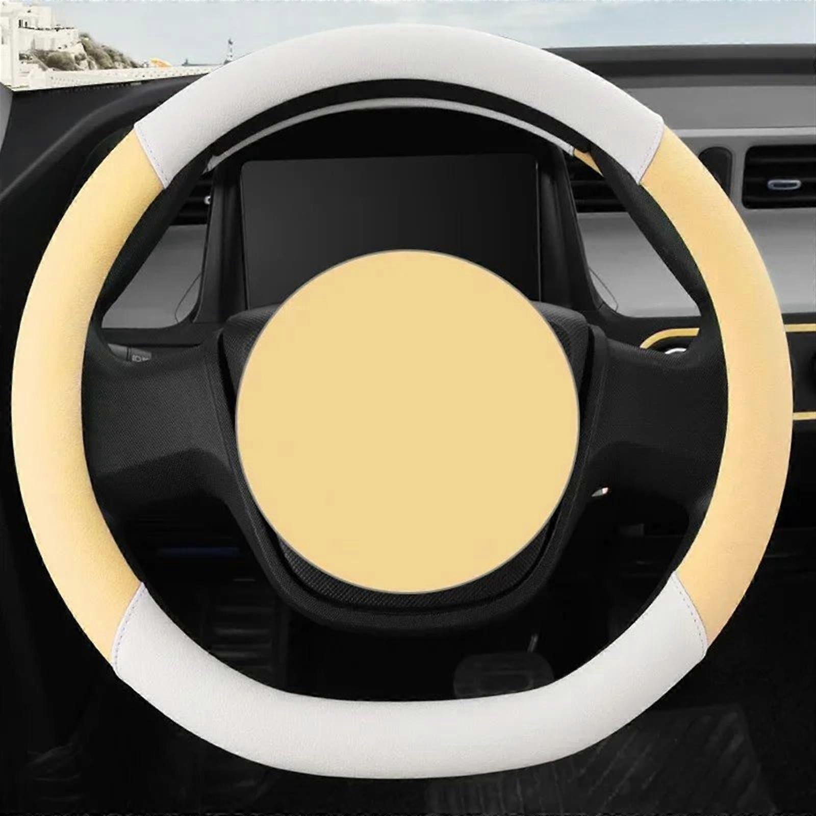 Steering Wheel Cover Leather Non Slip Breathable Comfortable Grip Scratch Resistant Yellow