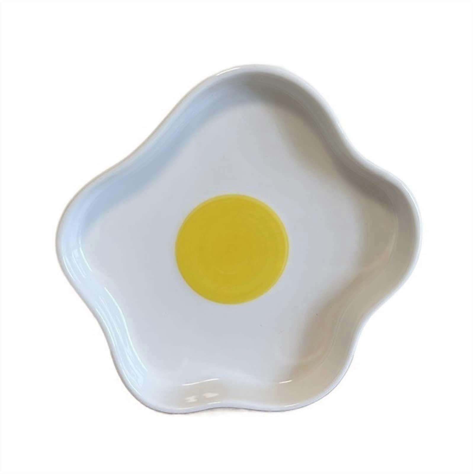 Ceramic Dinner Plates with Unique Egg Shape and Five Corners Design for Breakfast and Dessert