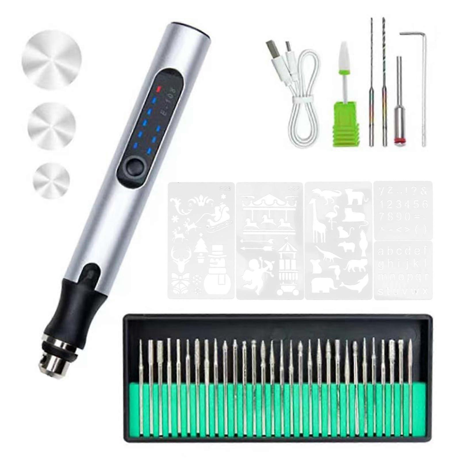Rechargeable Electric Engraving Pen with Variable Speed for Precision Grinding Polishing Drilling Silver