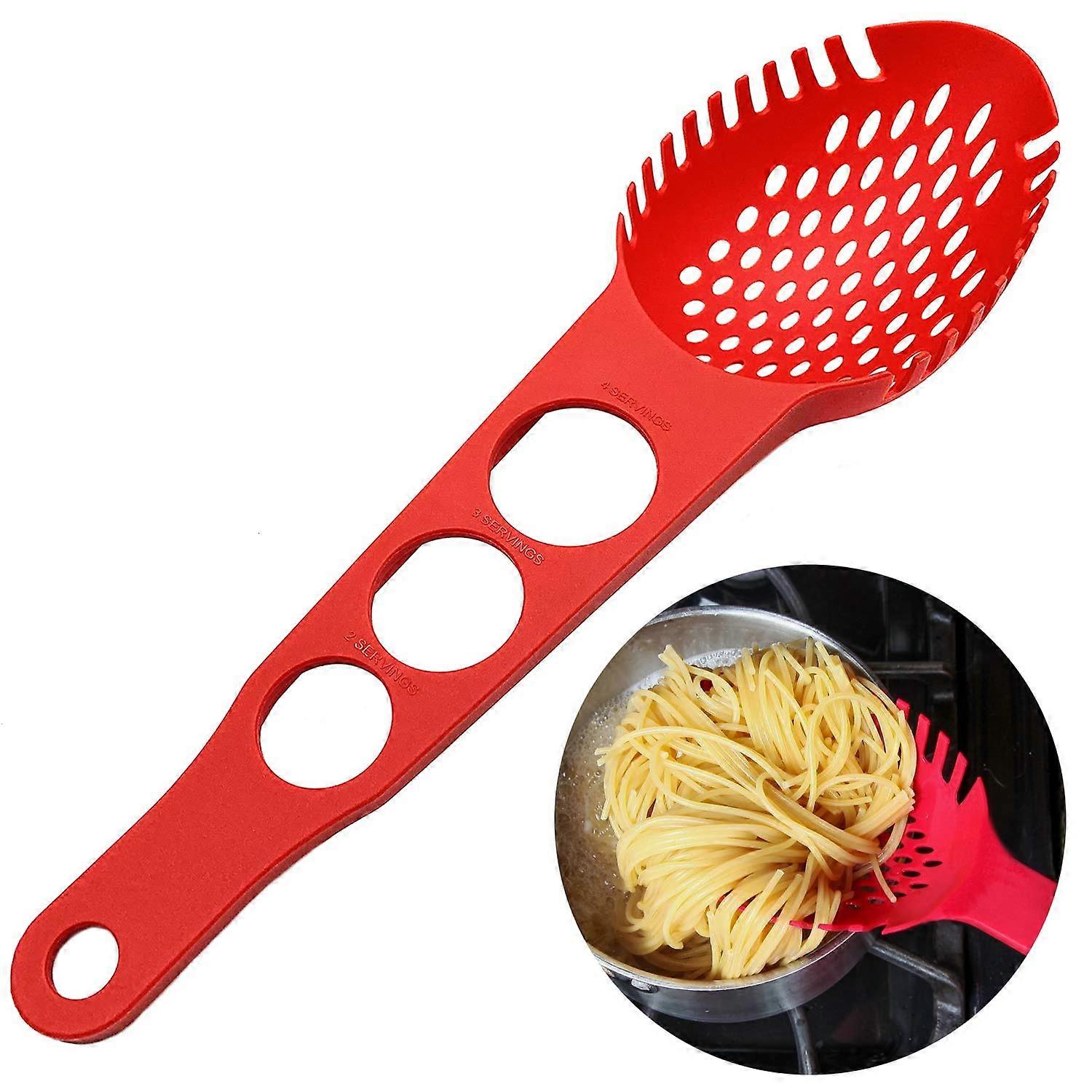 NonStick Pasta Server with Portion Measure, HeatResistant Nylon Spaghetti Spoon, Large Size