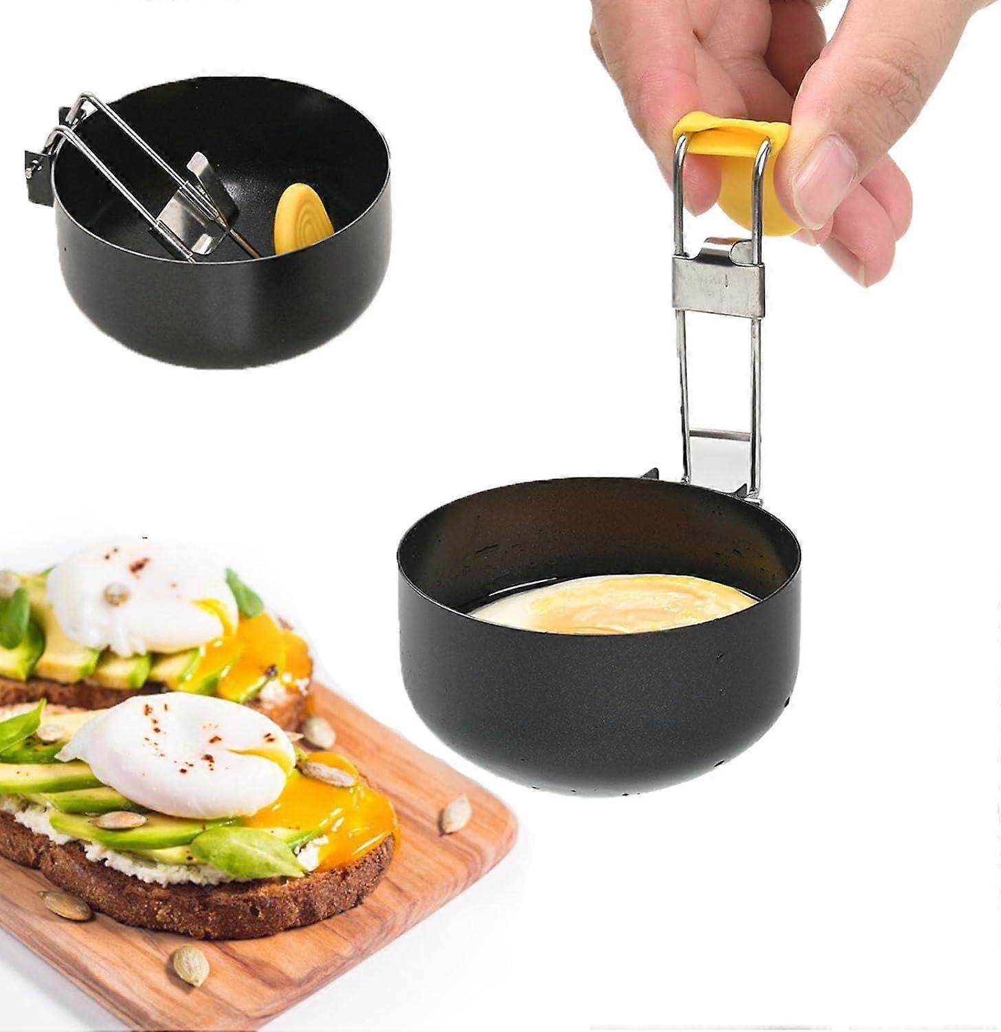 Two-piece stainless steel egg cooker set, non-stick, foldable