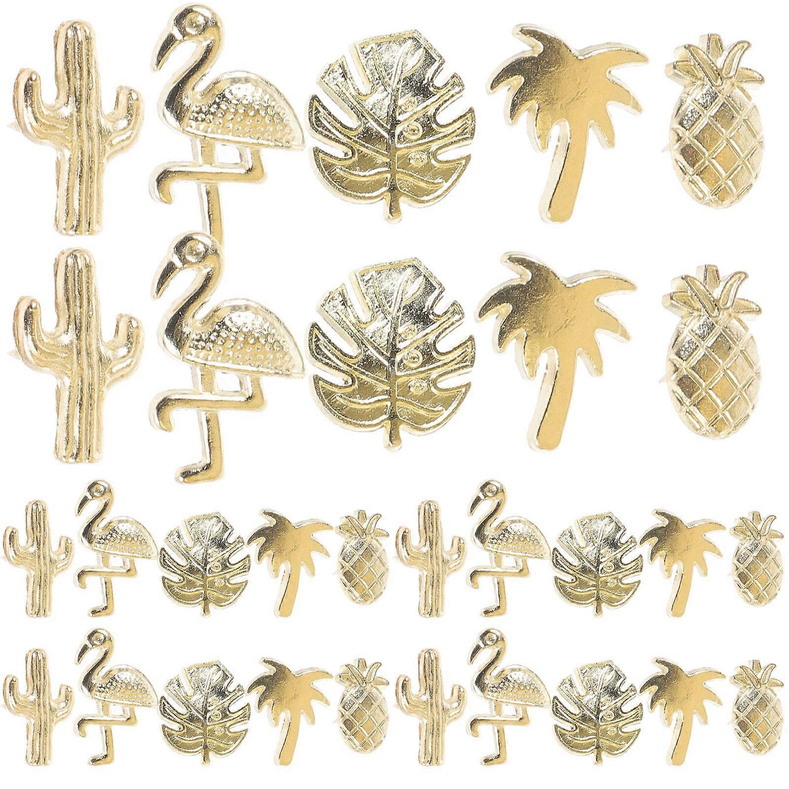 30pcs Summer Themed Thumbtacks Delicate Pushpins Multi-functional Office Thumb Tacks