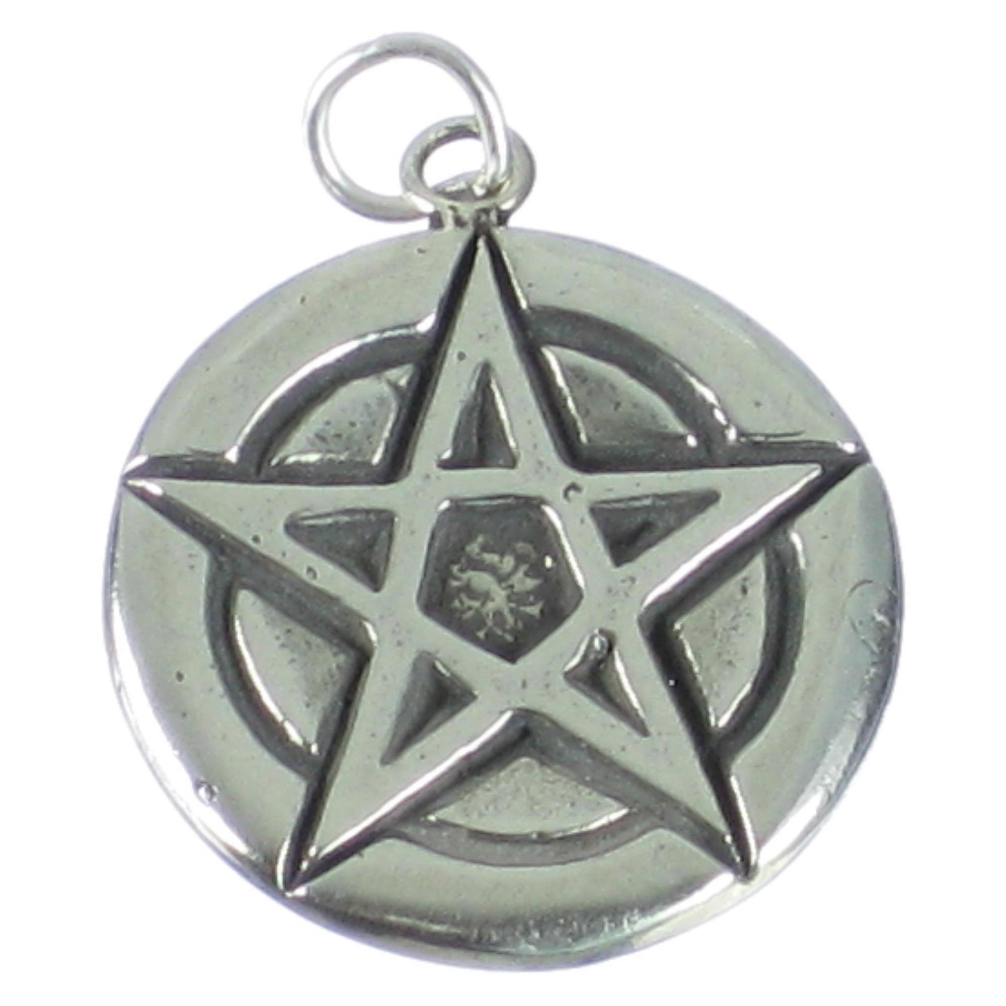 Pentacle Solid sterling silver pendant large charm .925 x 1 Pentacles