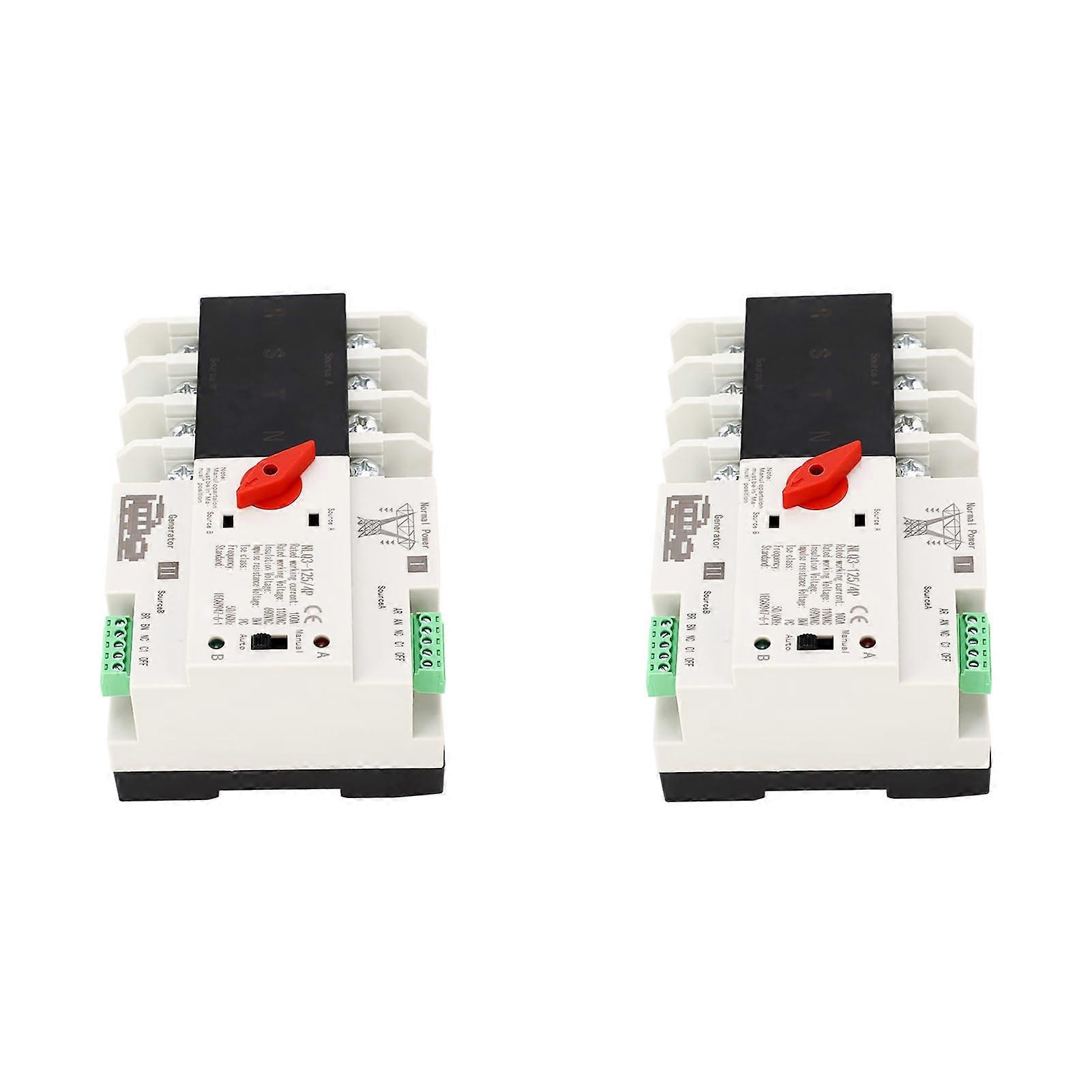 110V 100A Automatic Transfer Switch 4P Rail Mounted Generator Changeover with Reliable Silver Contacts