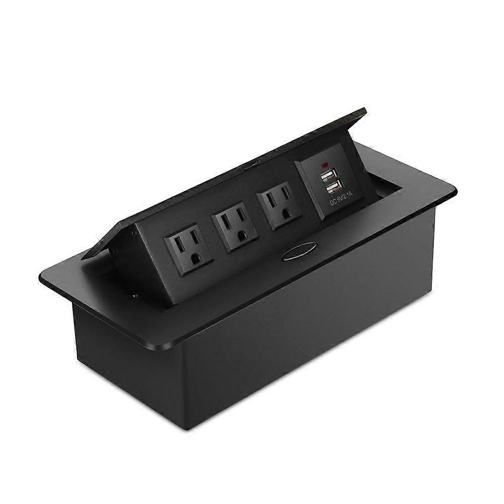 Hidden Embedded Power Strip Pop-Up Socket 125V15A Desktop Socket Aluminum Alloy Multi-Function Embedded Desktop Socket