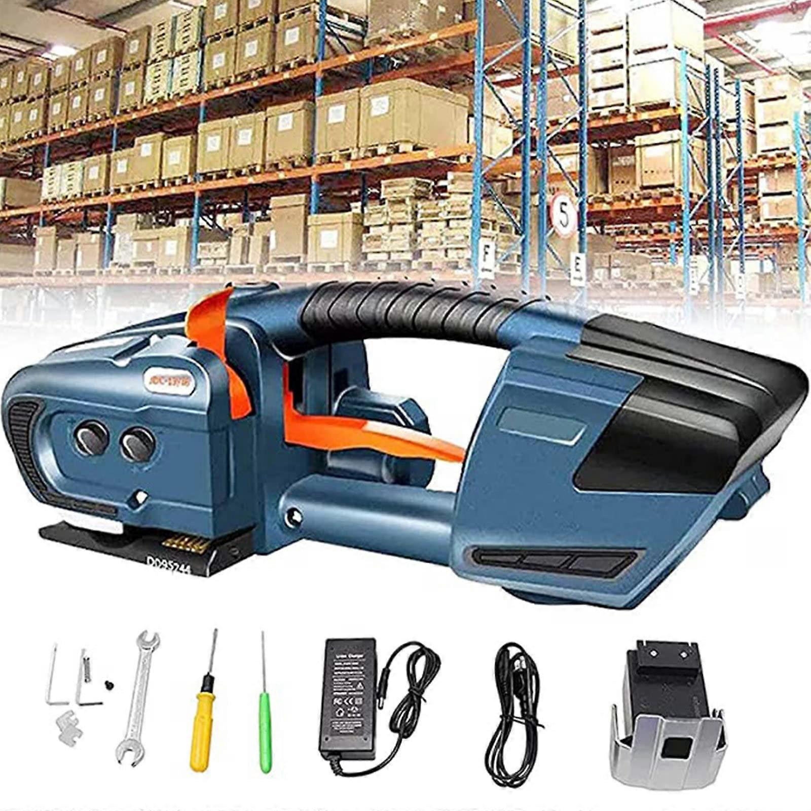 Electric Strapping Machine with Adjustable Tension, Automatic Battery Powered Banding Tool, 1x Battery