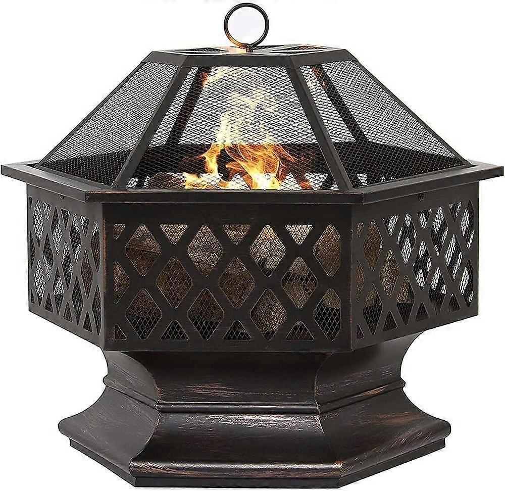 Large Matte Black Cast Iron Fire Pit Brazier Heater for Backyard Camping Bonfires BBQ