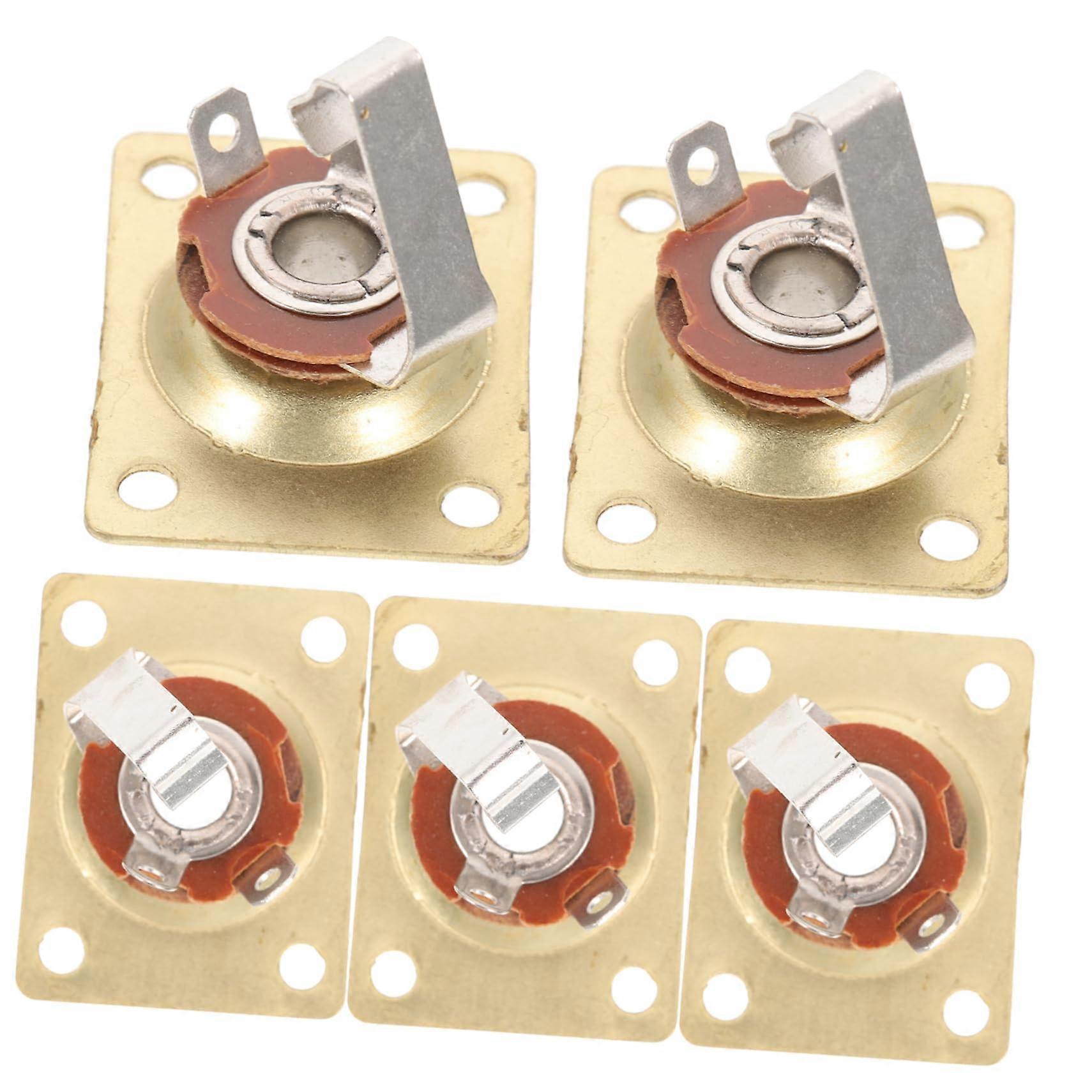 Gold Guitar Output Jack Plate with Socket, Square, 5pcs Electric Guitar Replacement with Screws