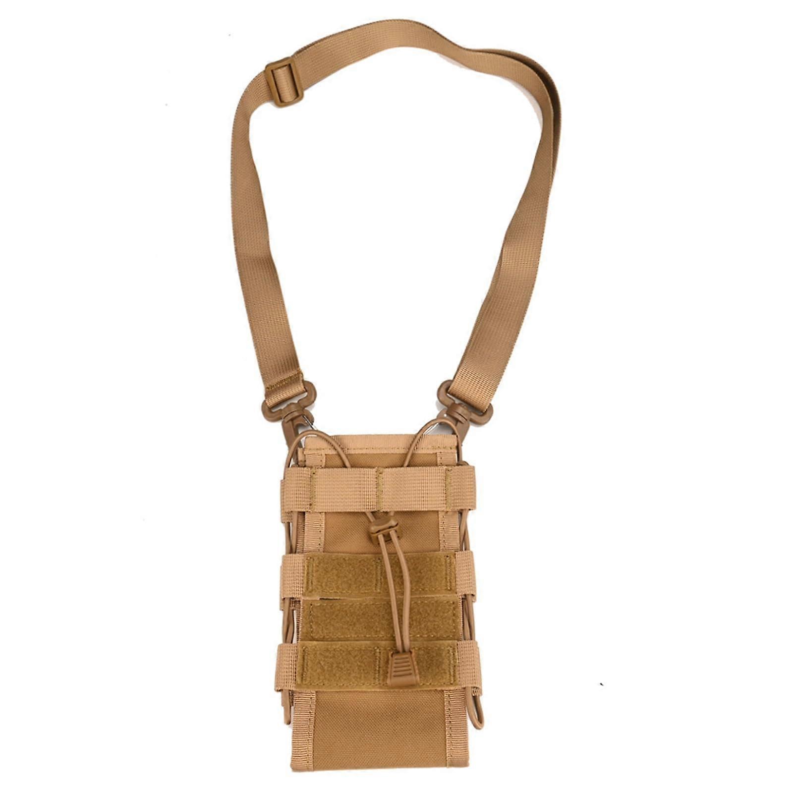 Camping Gear Organizer Waterproof Nylon Pouch MultiPocket Outdoor Backpack Accessory Bag Brown with Strap