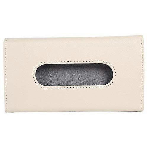 PU Leather Car Tissue Holder Sun Visor Mount Beige Auto Interior Organizer DustProof Design