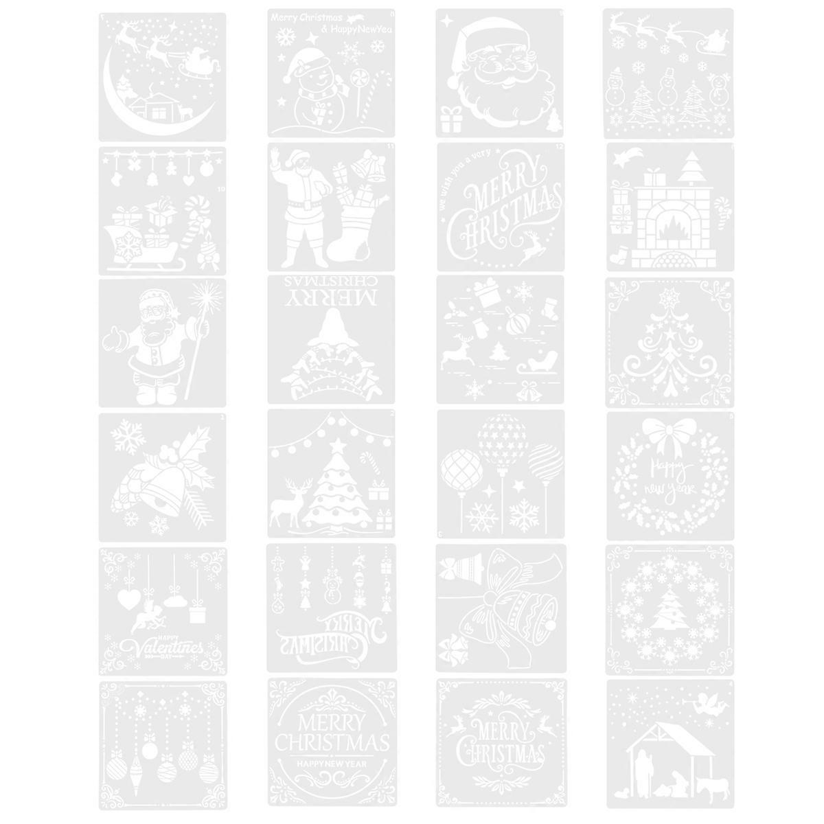 Christmas Stencils Template Drawing Template for Painting 24 Sheets