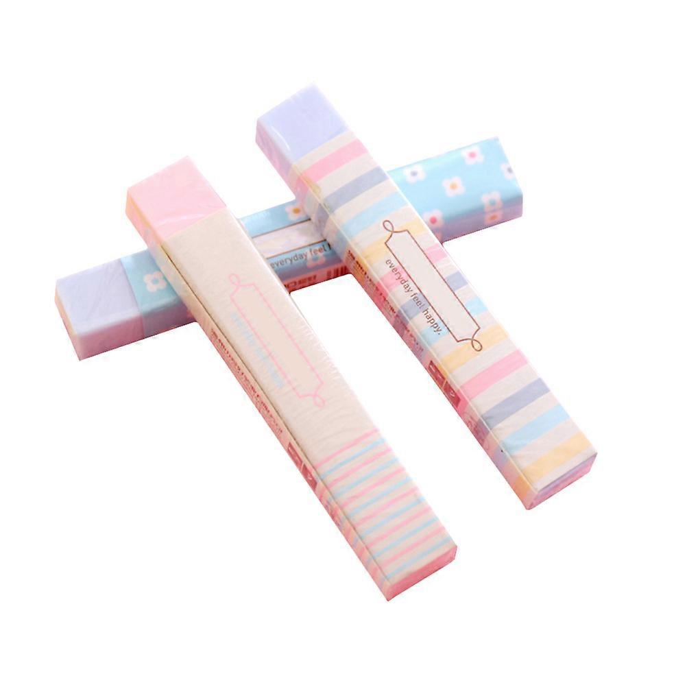 Colorful Rubber Eraser Strip Shape for School Use 3Pcs Pack