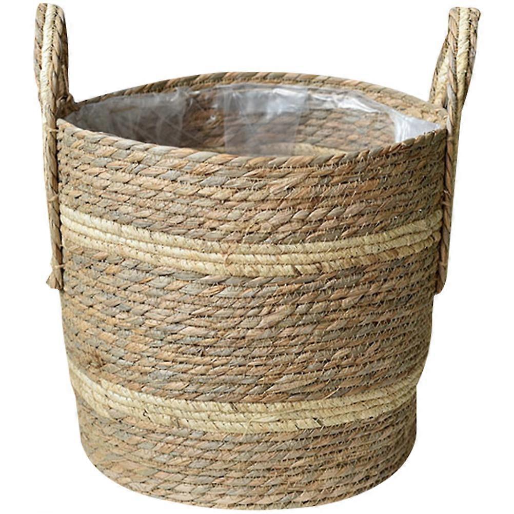 Woven Basket with Handle for Storage Use Brown Rustic Flower Basket