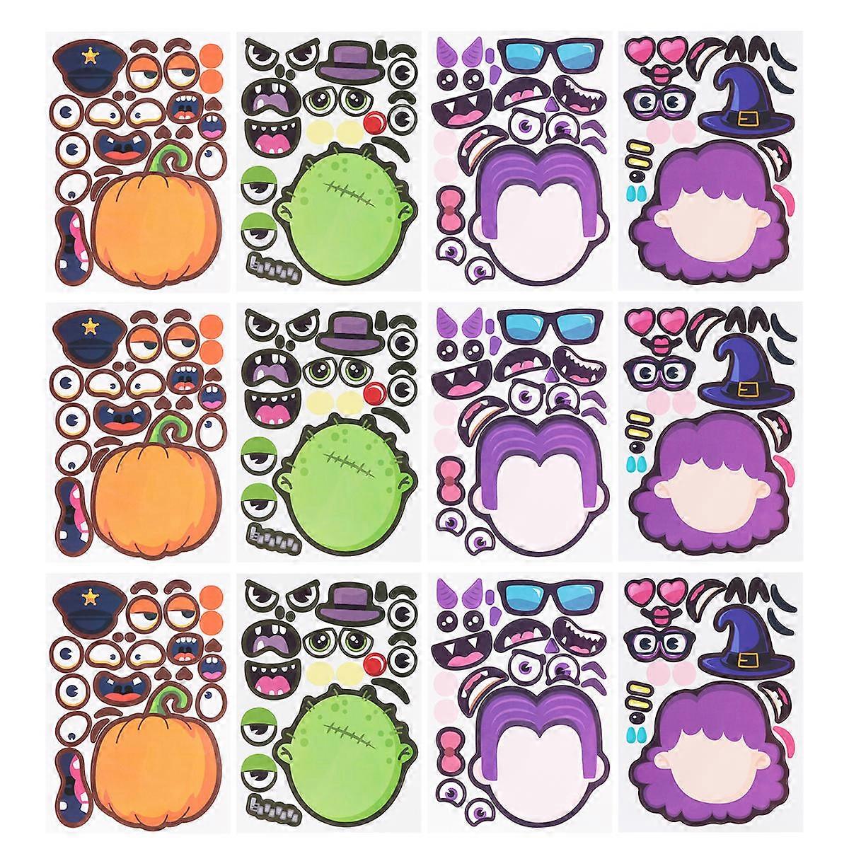 Make-A-Face Halloween Sticker Set for Playing Use with 1Set Assorted Color