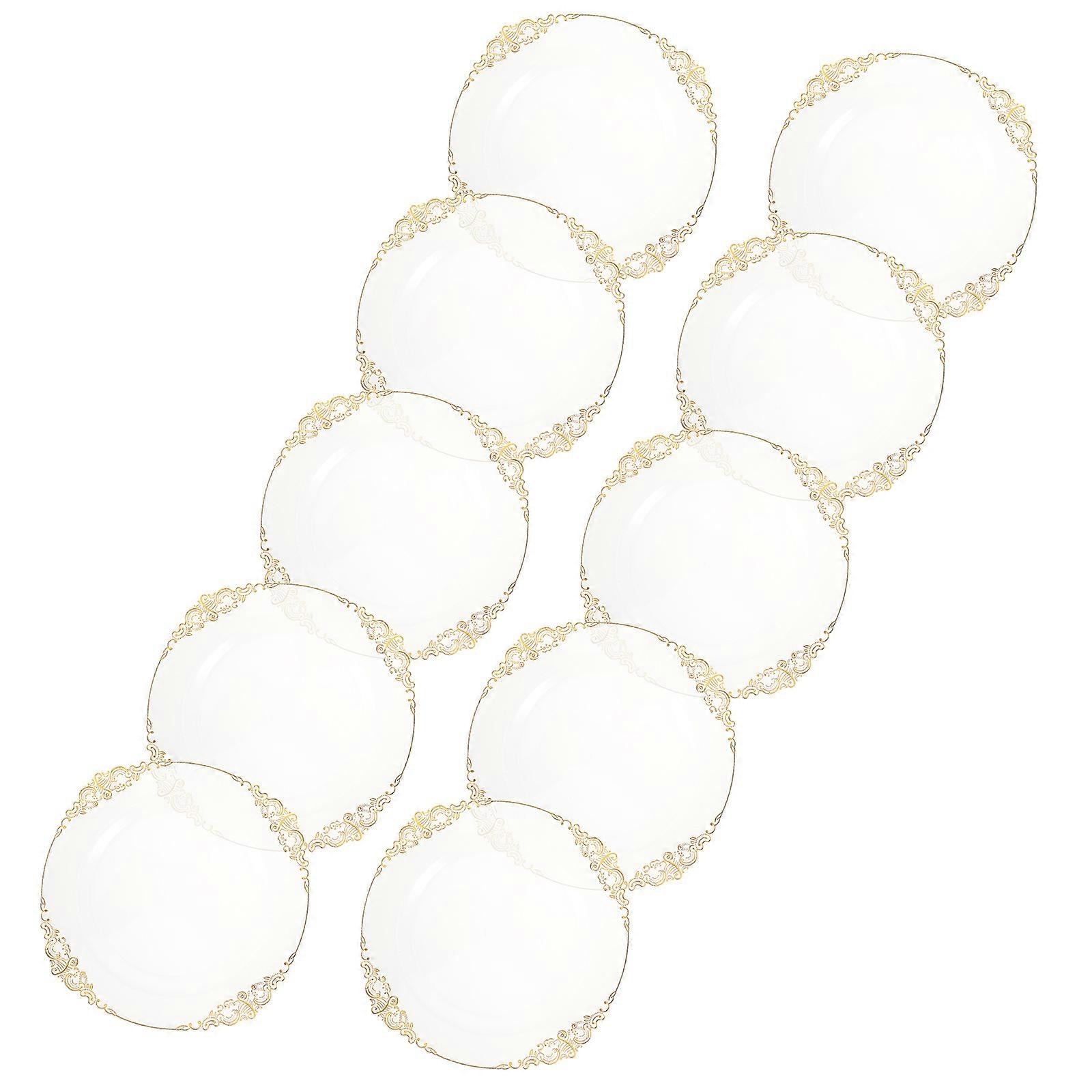 Gold Clear Plates Clear Plastic Dinner Server for 10Pcs with Elegant Embossed Design