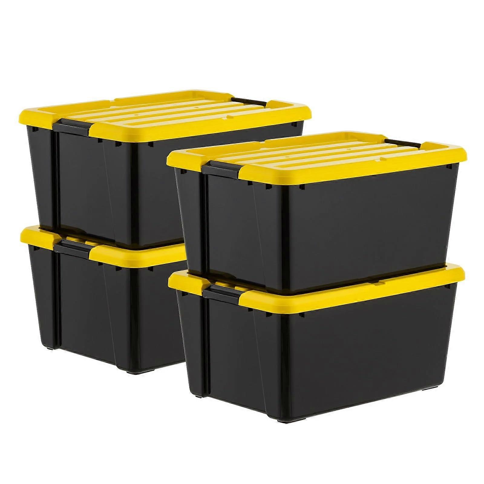 45 Quart Plastic Storage Bins with Lids, Stackable Weatherproof Containers with Secure Latch Lid