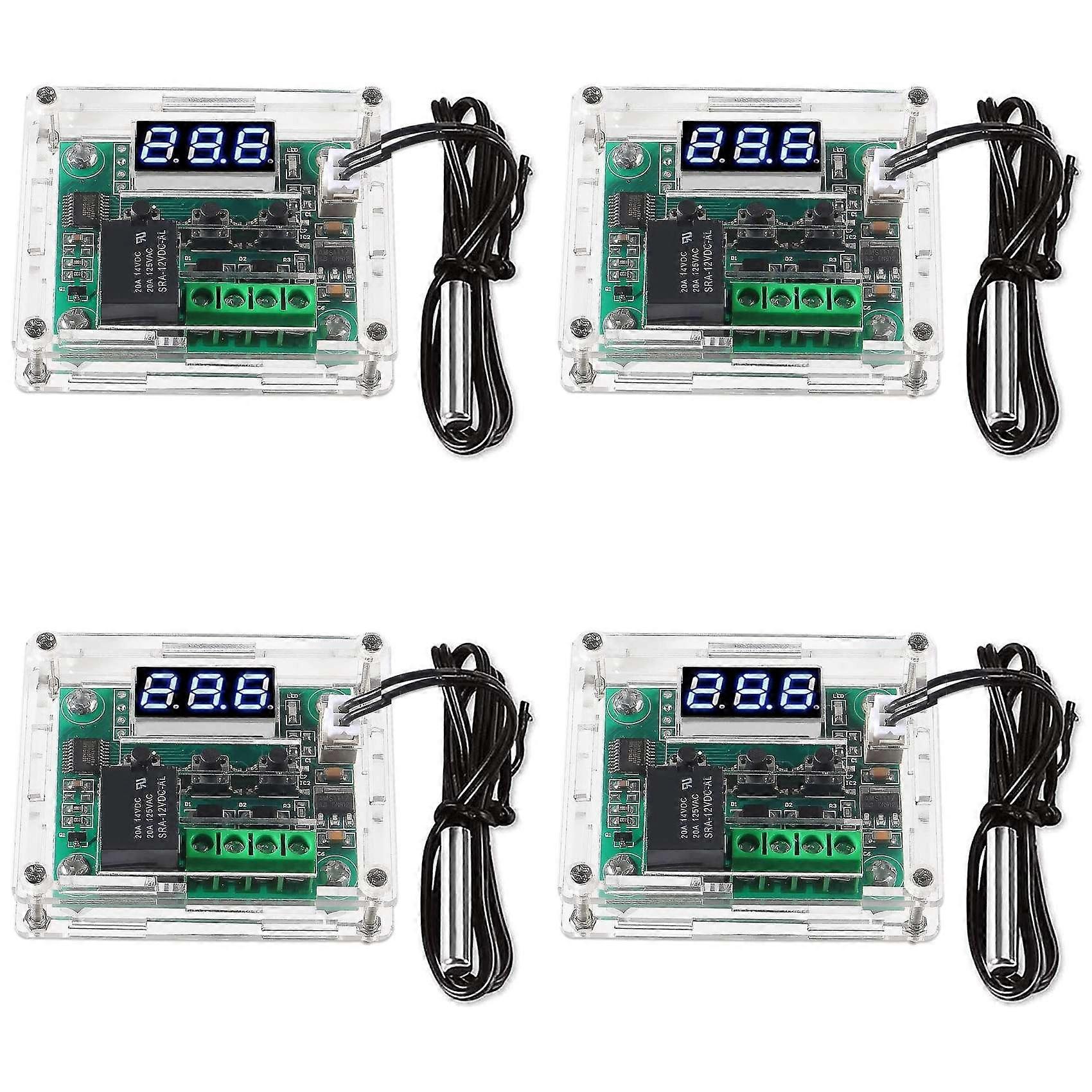 W1209 DC 12V Digital Temperature Controller Board -50-110°C Electronic Temperature Temp Control Module Switch (4-Pack)