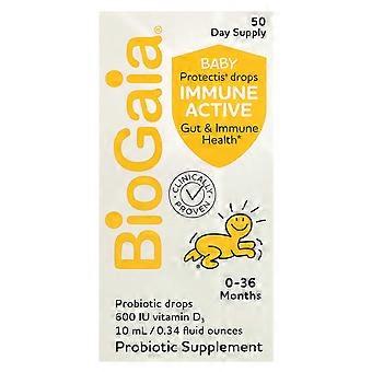 BioGaia, Krople Baby Protectis, Odporny aktywny, 0-36 miesięcy, 600 IU, 0.34 fl oz (10 ml)