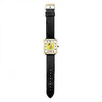 Montre analogique à cadran rectangulaire Mickey Mouse avec bracelet noir