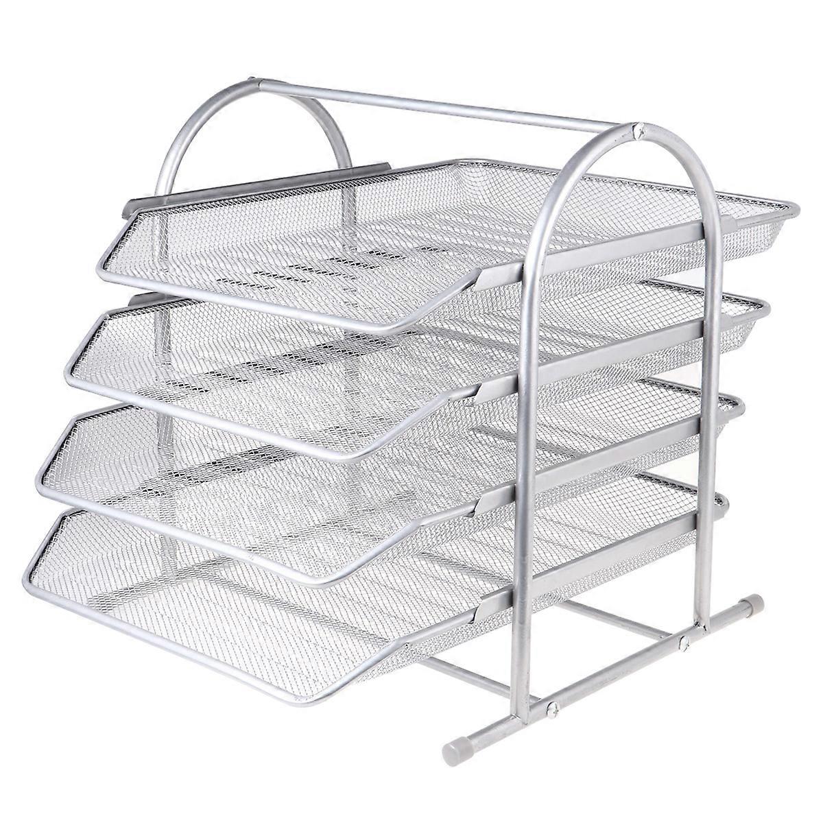 Desktop Storage Rack File Stand for Document Organization 1Pcs Silver