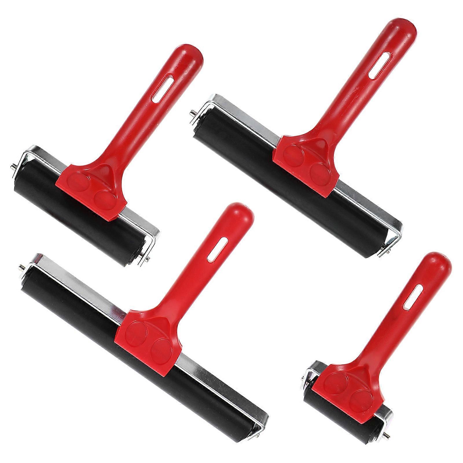 Painter Roller Tool Rubber Roller Cylindrical Red Rubber for Diy Projects 4Pcs