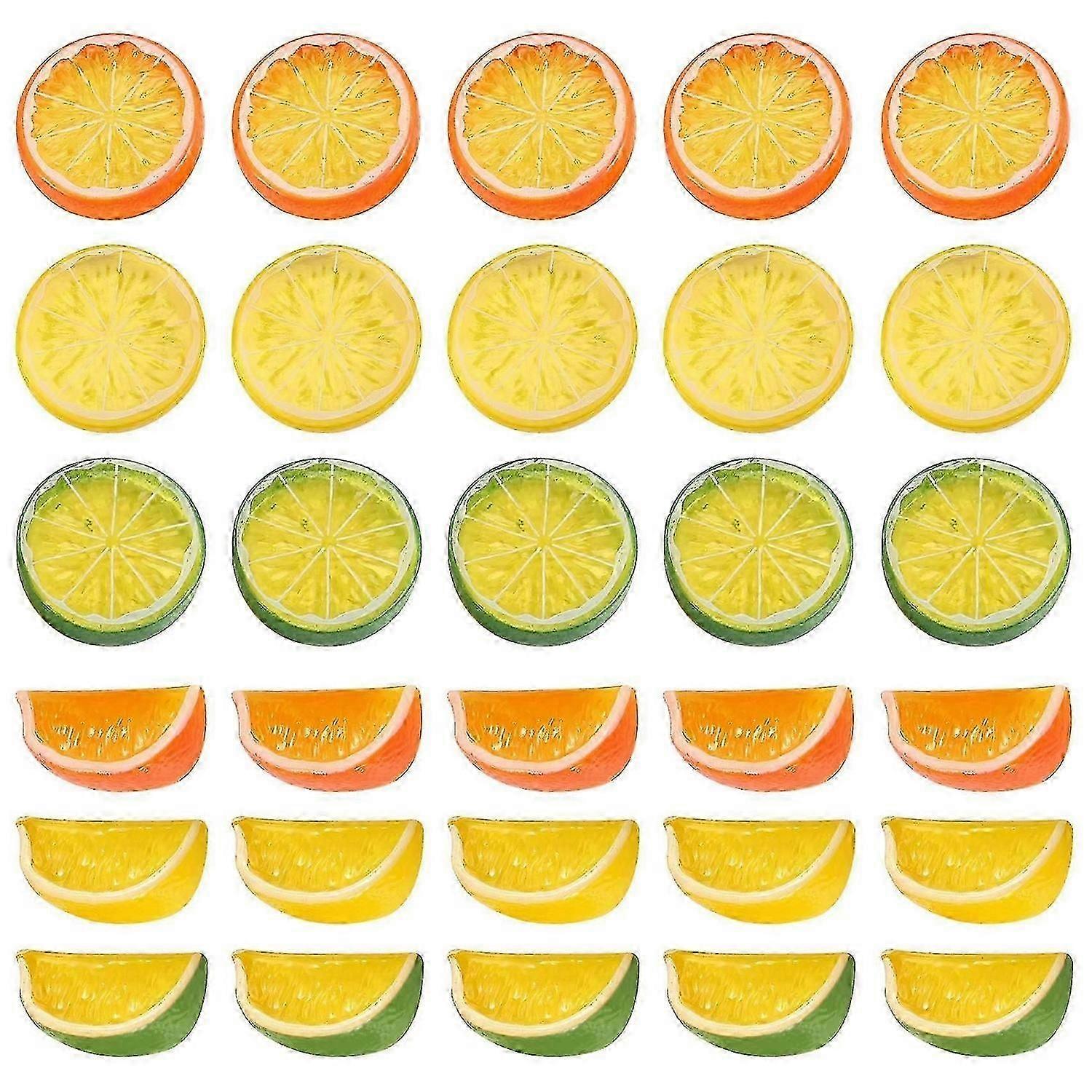 30Pcs 2in Artificial Lemon Slices,Simulation Decor Photography Props