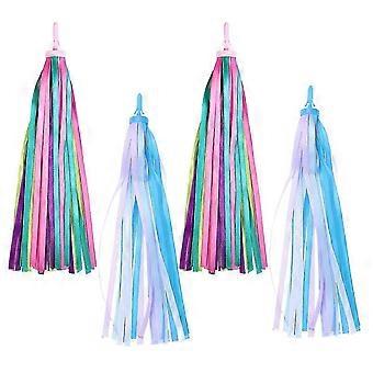 2 pares de serpentinas con borlas para manillar de bicicleta, ideales para decorar patinetes y bicicletas infantiles.