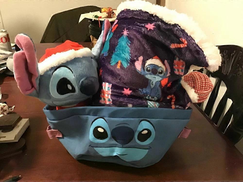 Lilo and Stitch Christmas Pet Basket with Dog toy and Plush and Blanket